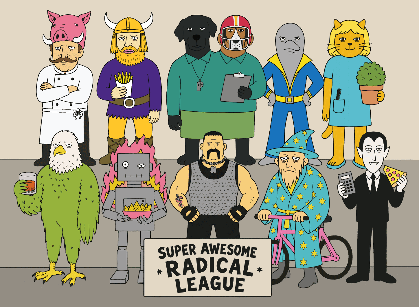 The current Super Awesome Radical League managers together